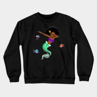 Afro Girl, Mermaid, Funny Dab Dance, Dancing Fishes Crewneck Sweatshirt